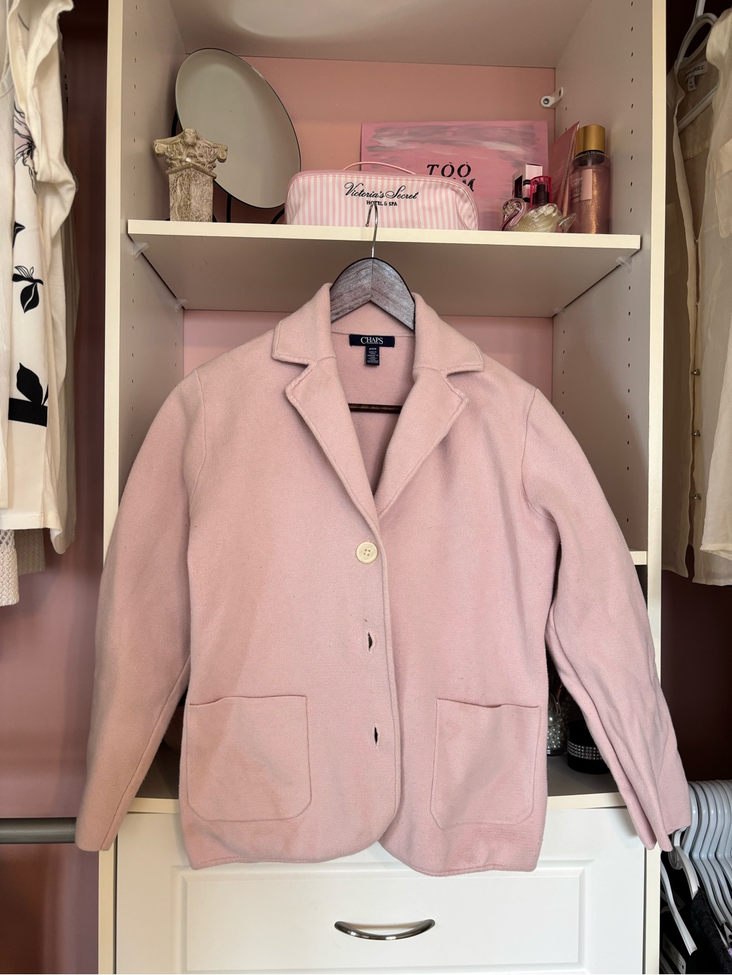 Chaps Pink Single-Button Blazer Jacket